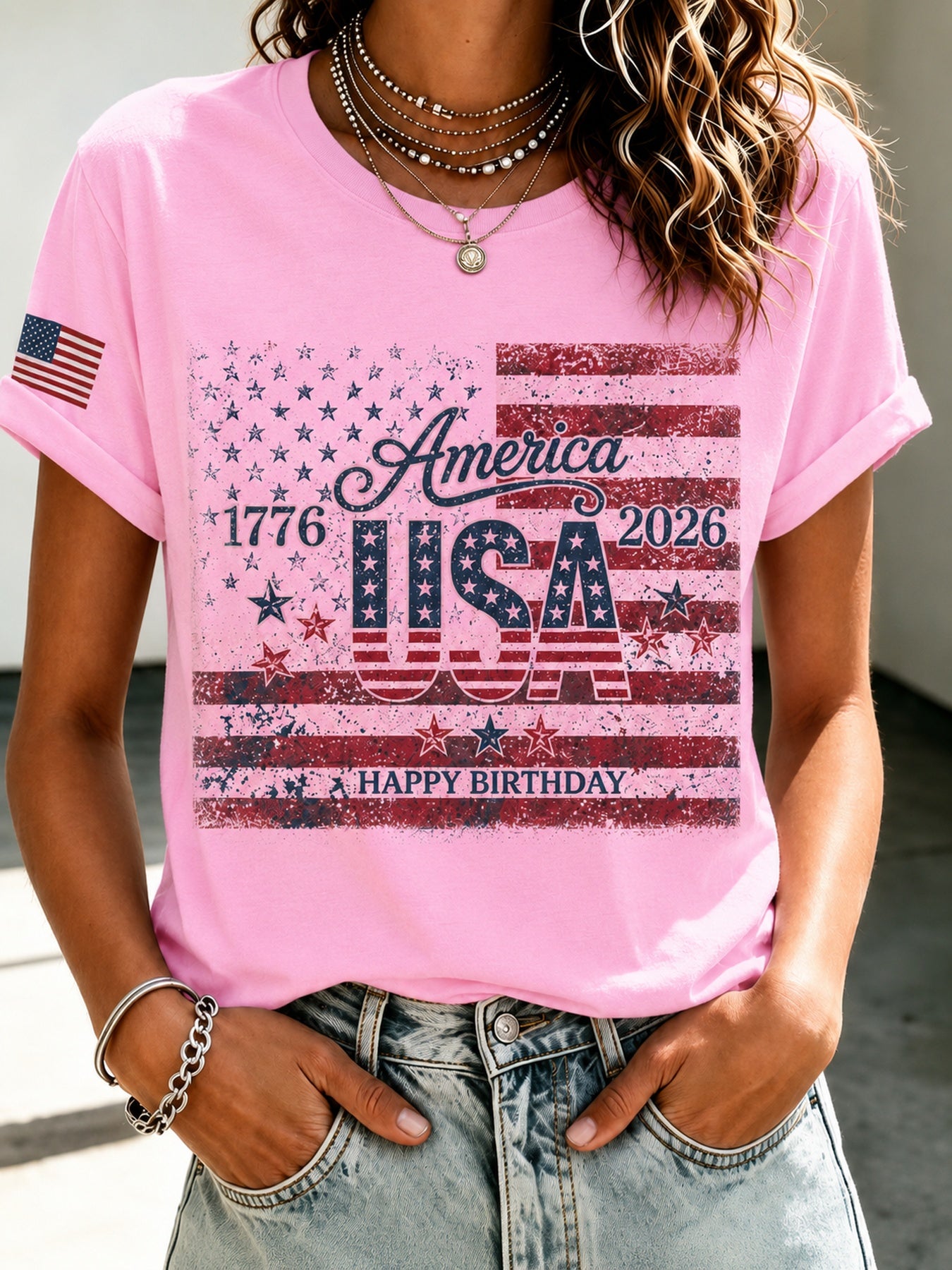 Nixeci Men's Cotton American Flag T-Shirt, Vintage Stars and Stripes Graphic Crewneck Tee, Soft Short Sleeve Summer Casual Shirt for Father's Day, Independence Day, Game Day Gifts