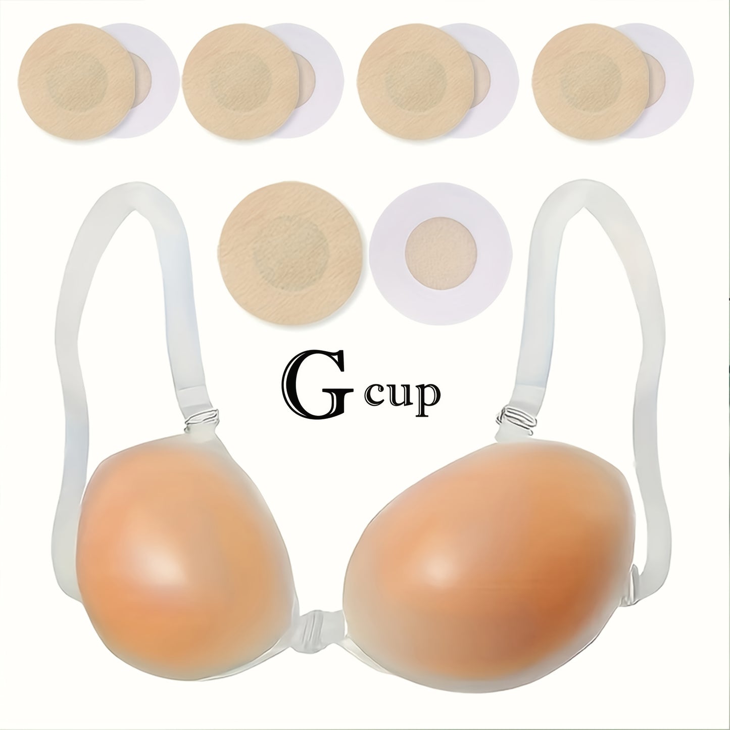 2-Pair Women' Self-Adhesive Strapless Push-Up Bra - Seamless Silicone Adhesive Breast Enhancer with Lift, Lightweight for Wedding,, Low-Cut Outfits (Suitable for Suspenders)