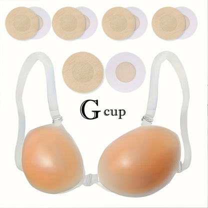 2-Pair Women' Self-Adhesive Strapless Push-Up Bra - Seamless Silicone Adhesive Breast Enhancer with Lift, Lightweight for Wedding,, Low-Cut Outfits (Suitable for Suspenders)
