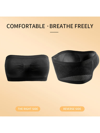5-Pack Women'S Strapless Push Up Bandeau Bra - Seamless Wireless Stretchy No-Show Solid Color, Cropped Breathable Comfort Bra for Daily Layering & Casual Wear