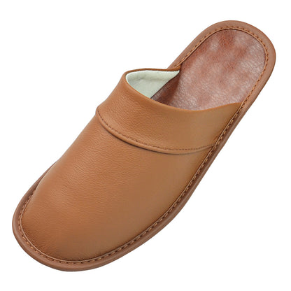 Wide Width Genuine Leather Slippers Oversized Non-slip Genuine Leather Slippers Winter Spring Autumn Summer Indoor Slipper for Men Women| Casual Single Slides Shoes