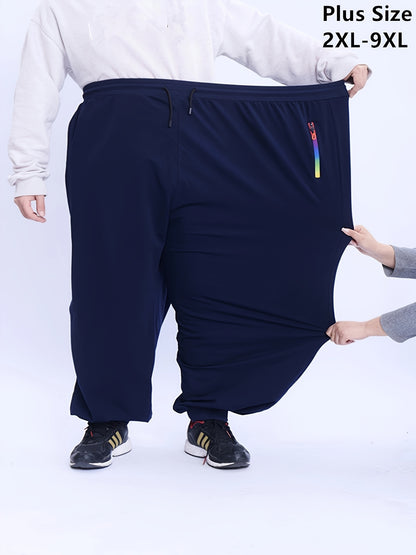 Men'S Plus Size Casual Sports Trousers 2XL-9XL - Loose Fit, High Stretch, Zipper Closure, All-Season Comfort, Weekend Casual Attire, Casual Sports Apparel | Relaxed Fit Trousers | Comfortable Design