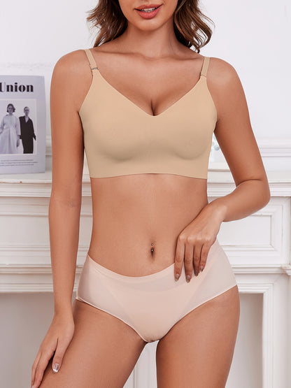EssElegance Seamless Bralette & Camisole Set - Wire-Free, 3-Way Convertible with Adjustable/Removable Straps, Cross-Back Design, Invisible Comfort High Support, Nude Color Palette (Light Beige) for Everyday Special Occasions, Elegant Undergarment