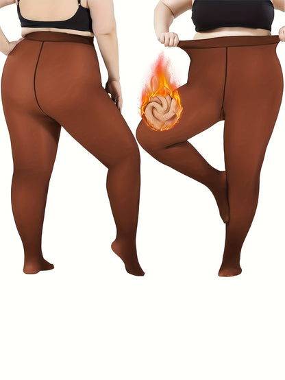1pc Women's Winter Plus Size Warm Pantyhose - Autumn And Winter Fleece-lined Leggings, Soft Stretch, High-waisted Design, Translucent Slim-fit Tights - For Women - Suitable for Fall & Winter - Perfect Gift for Fashionable Ladies