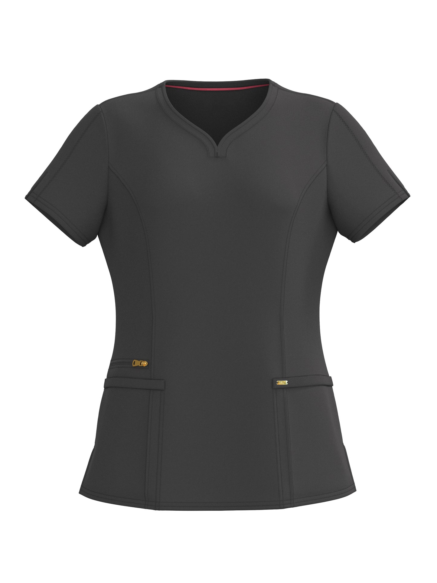 PandaFlex modern neck in Four-Way Stretch Fashion Scrubs Set V-Neck Short Sleeve Scrub Top & Straight Leg Cargo Pants for Nurses with zipper pockets 3372