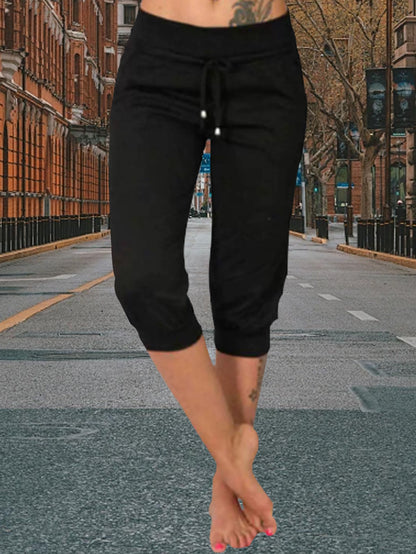 FOEIERAA 3-Pack Ladies' Slim Fit Joggers - High-Waisted, 7/ 8 Length With Drawstring Pockets - Great For Fitness, Errands & Loungewear