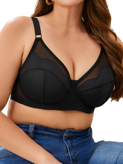 2pcs Set Plus-Size Women'S Underwire Bras, Comfortable And Breathable U-Shaped Back Design, with Adjustable Straps, Elegant Everyday Supportive Close-Fitting Underwear, Comfortable Lingerie, Non-Padded Bras