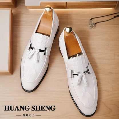 Crocodile Patterned High-end Light Luxury Business Men's Casual Shoes, with A Top Layer Of Cowhide Upper, Suitable for Parties And Banquets 56791W