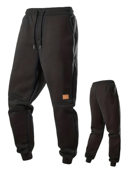 3pcs Men's Casual Sports Jogging Pants - Durable, Multifunctional, Warm Polyester Sports Pants - Soft Polyester Knitted Fabric, Slightly Elastic, Drawstring Waist Circumference, Regular Fit, Perfect Warm Sports Pants for Autumn And Winter Seasons