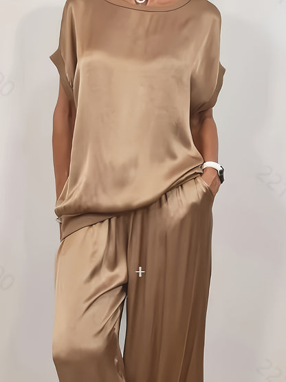 Spring/Summer New Trendy Loose Shirt, Wide Leg Pants, Casual Set