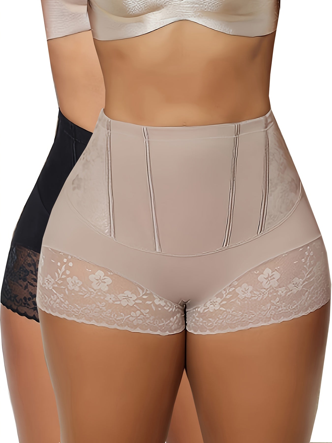 2pcs Womens High-Waisted Tummy Control Shapewear Briefs-seamless Butt LifterPanties with Firm Support & Feminine Lace Trim for Postpartum And Everyday Confidence