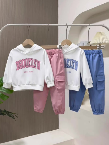 Girls' Autumn Winter Outfit Sets - 4-Set Random Print Hoodie Styles