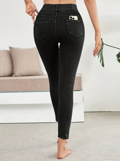 Women's High-Elastic Yoga Leggings with Front/Back Pockets - Solid Color Non- Workout Pants, 7/8 Length Fitness for Gym, Training, & Casual Wear - All-Season Comfortable Athletic Suit (Regular Cut)