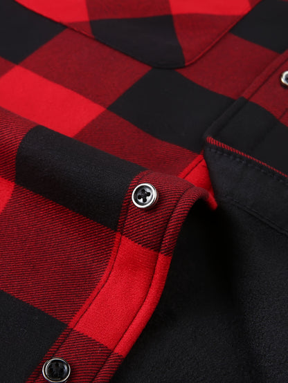 2025 New Men'S Checked Hooded Coat - Comfortable Fleece-Lined, Thick Casual Long Sleeve Top with Pockets, Black And Green Check Design, Ideal for Autumn/Winter, Suitable for Casual Or Professional Attire