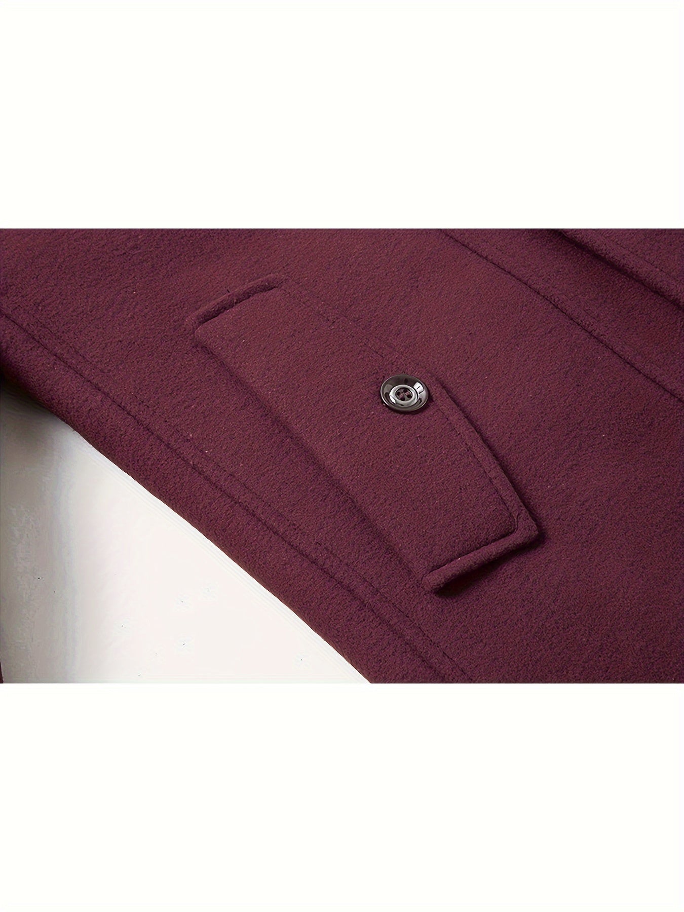 Men's Stand Collar Fleece Blend Pea Coats with Removable Inner Collar Single Breasted Overcoat