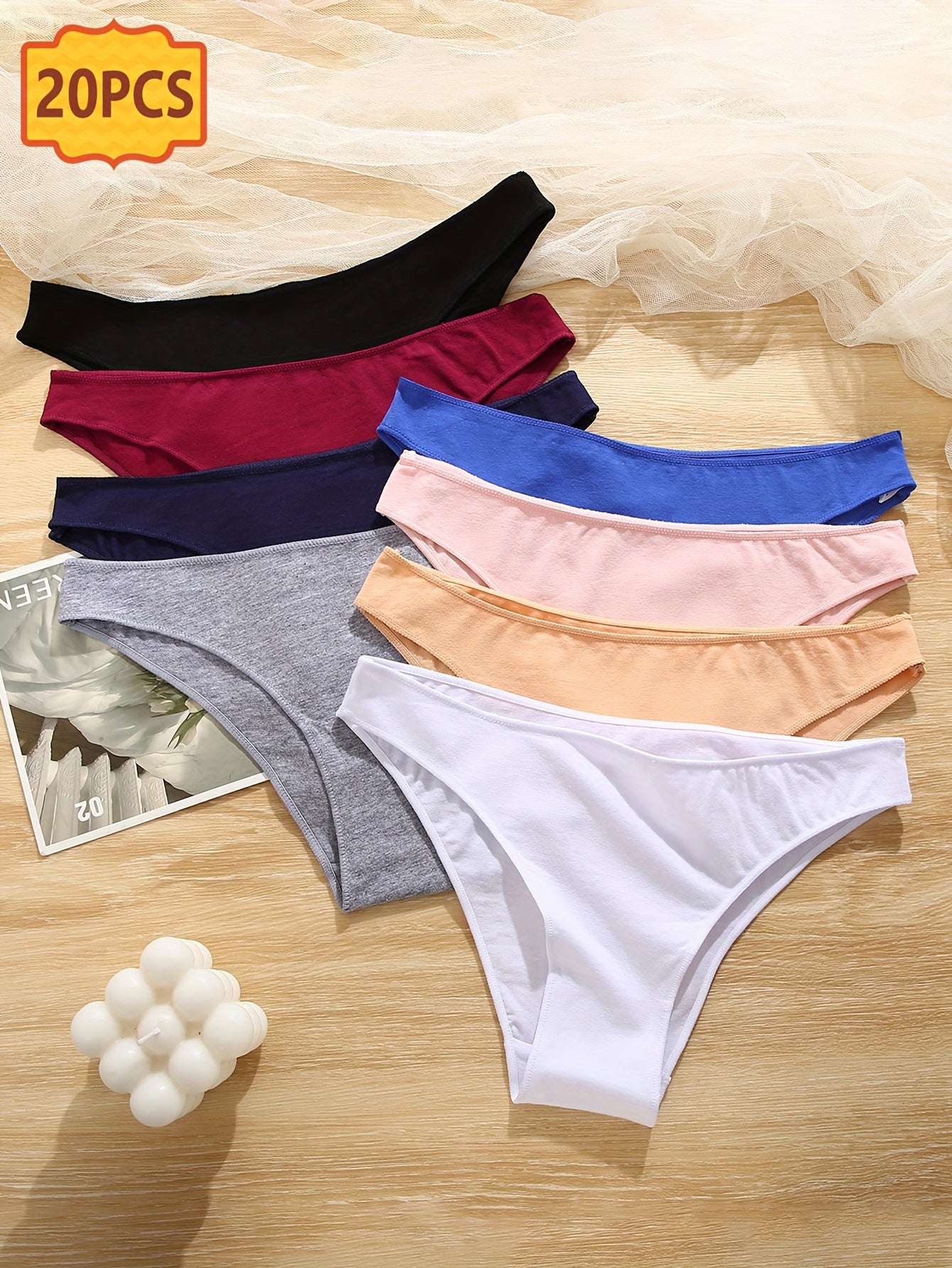 2026 20pcs Set Of Solid Color Underwear, Elegant, Fashionable, Comfortable, Soft And Breathable Underwear, Suitable For Daily Commuting, Women'S Underwear And Underwear Match Day Fan Gear For All Football Fans