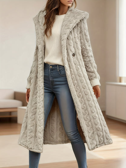 Elegant Women's Long Cardigan - Stylish Outer-Style Bathrobe, Machine Washable, All-Season Sweater, Daily Button-Up Mid-Length Coat, Structured Design, Suitable for All Seasons, Women's Lightweight and Breathable Spring/Autumn Bathrobe