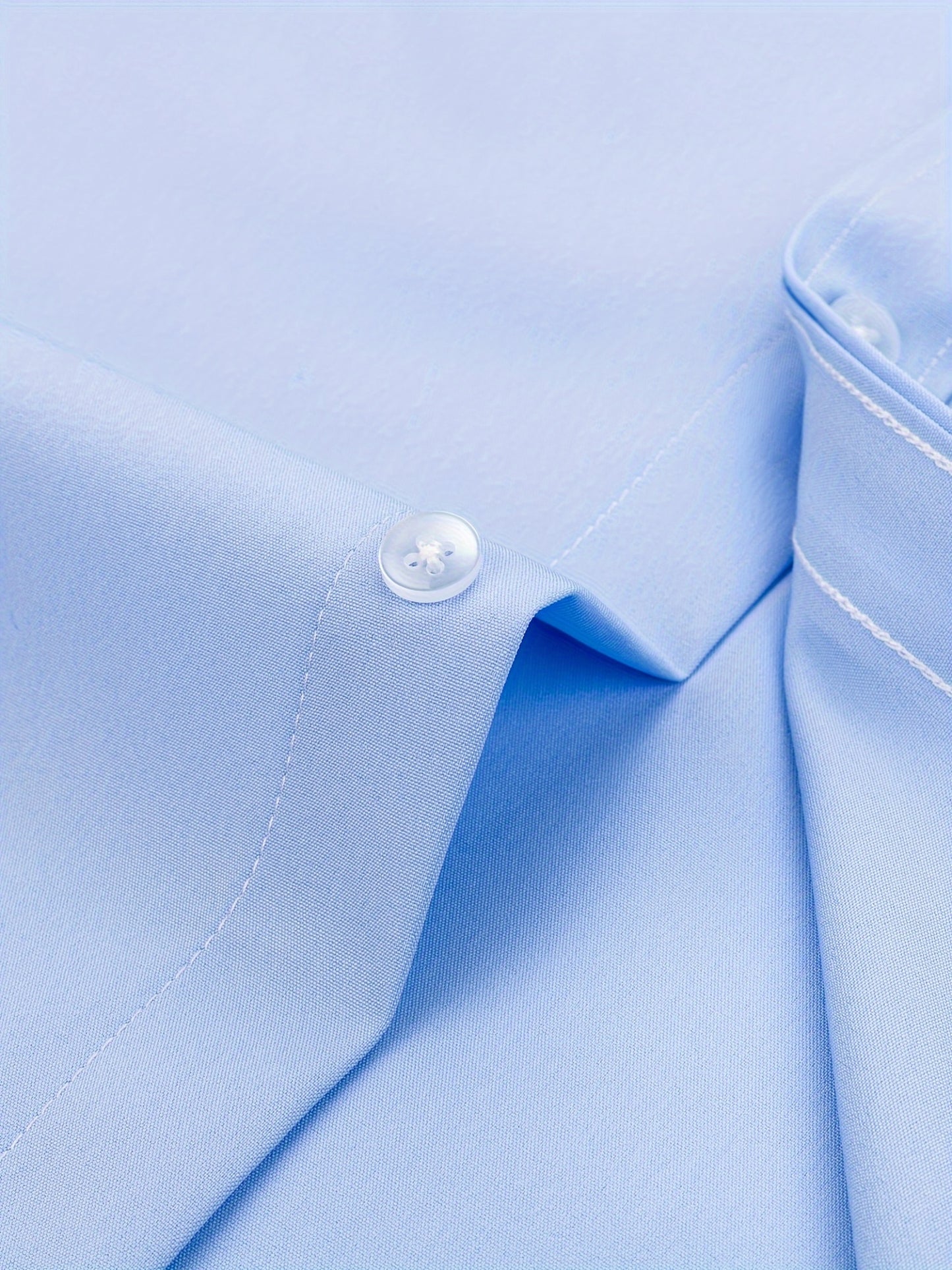 2pcs Men's Long Sleeve Dress Shirts - Elegant White, Stretchy Fabric, Business Casual, Unwrinkled, Single-Breasted with Lapel Collar, All-Season Wear, Casual Attire|Elegant Lapel Shirt|Stretchy Fabric