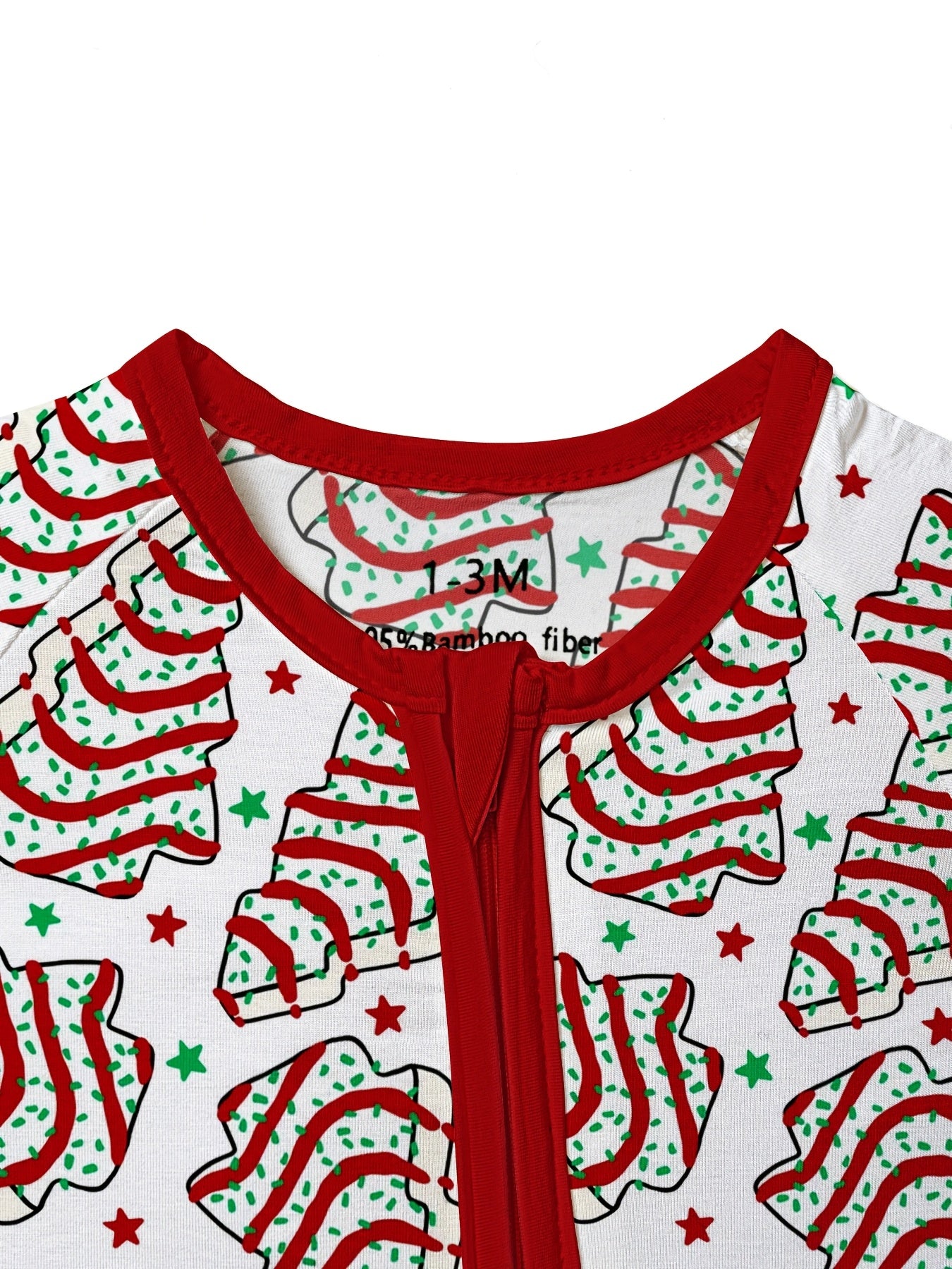 Bamboo Baby Romper with Mitten Cuffs Feet Cuff Newborn Boy Girl Zipper Sleep And Play with Anti Grips Bottom Feet Christmas Tree Cake