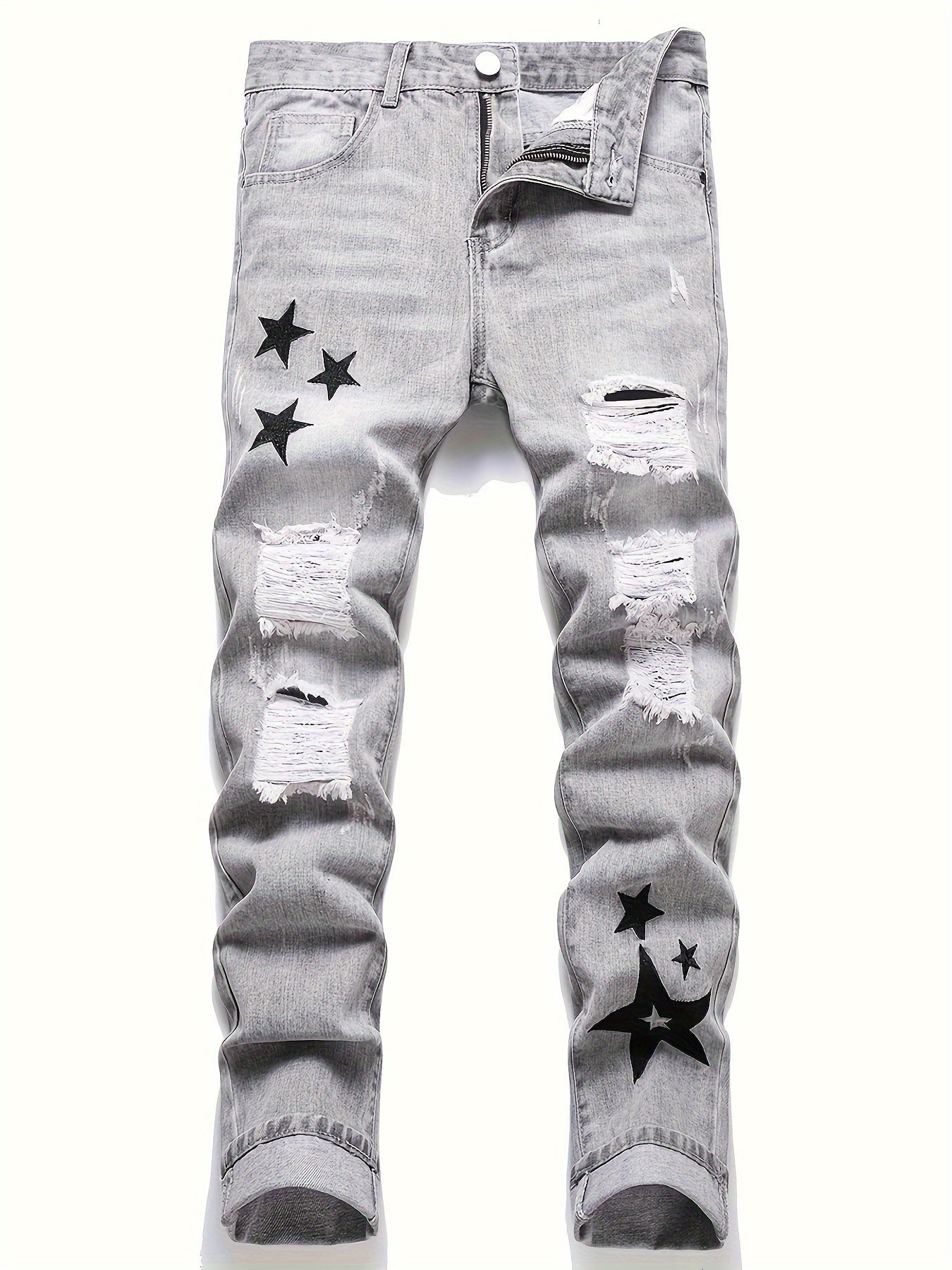 Slim Fit Men'S Jeans with Embroidery And Ripped Details