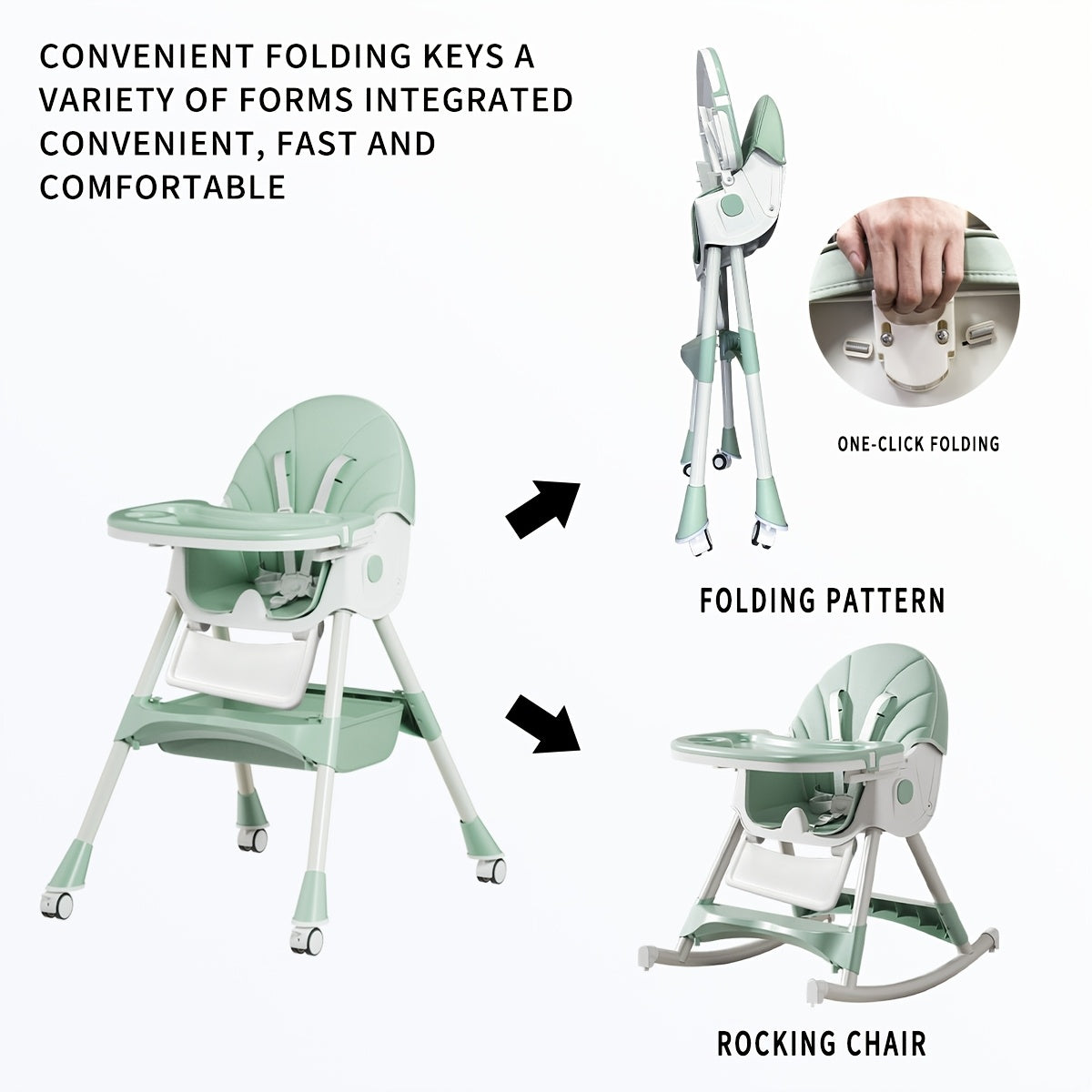 1pc Children's Multi-functional Dining Chair, Adjustable Children's Dining Chair Home Portable Dining Table Rocking Chair