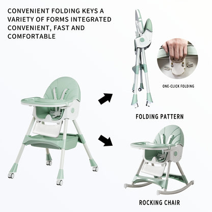 1pc Children's Multi-functional Dining Chair, Adjustable Children's Dining Chair Home Portable Dining Table Rocking Chair