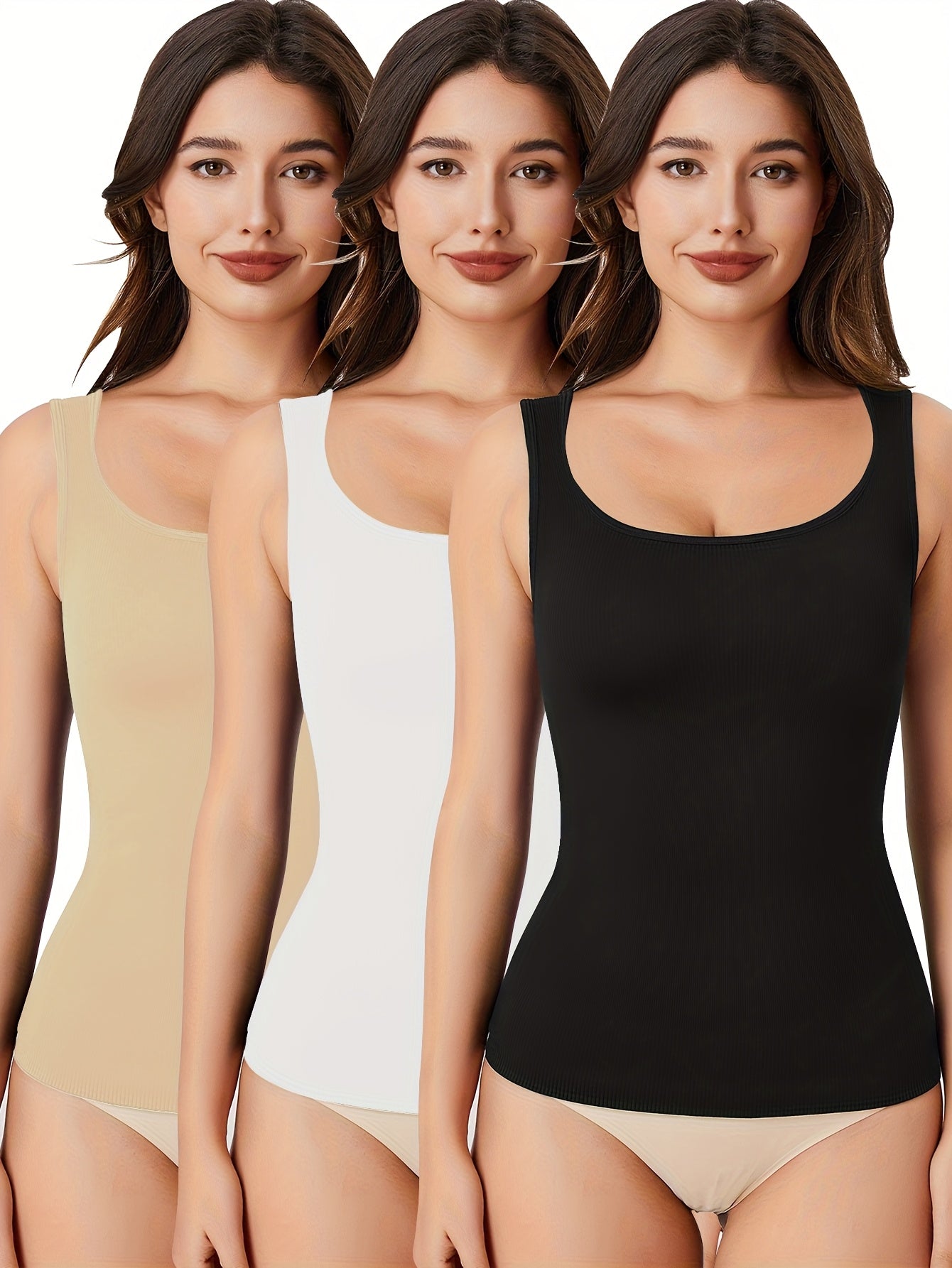 3pcs-Womens Shapewear for Women Tummy Control Tank Top Body Shaper Seamless Compression Camisole Tops, Suitable for Daily Outfits, Shopping, Dates, Parties, And Various Festival