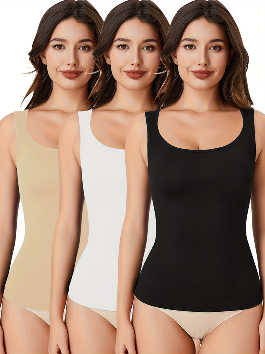 3pcs-Womens Shapewear for Women Tummy Control Tank Top Body Shaper Seamless Compression Camisole Tops, Suitable for Daily Outfits, Shopping, Dates, Parties, And Various Festival