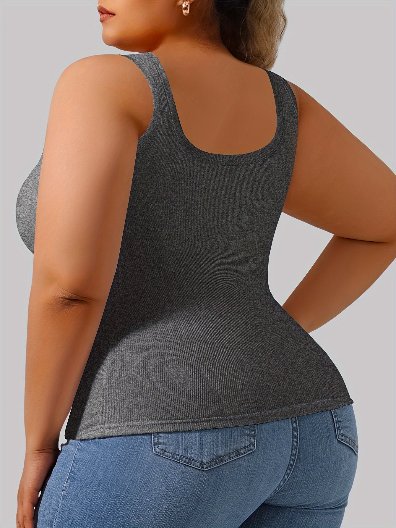 Plus Size - Directional Development Vest Big U Beauty Back 2-In-1 Comes with Coasters Pit Ribbed Base Vest to Wear Outside