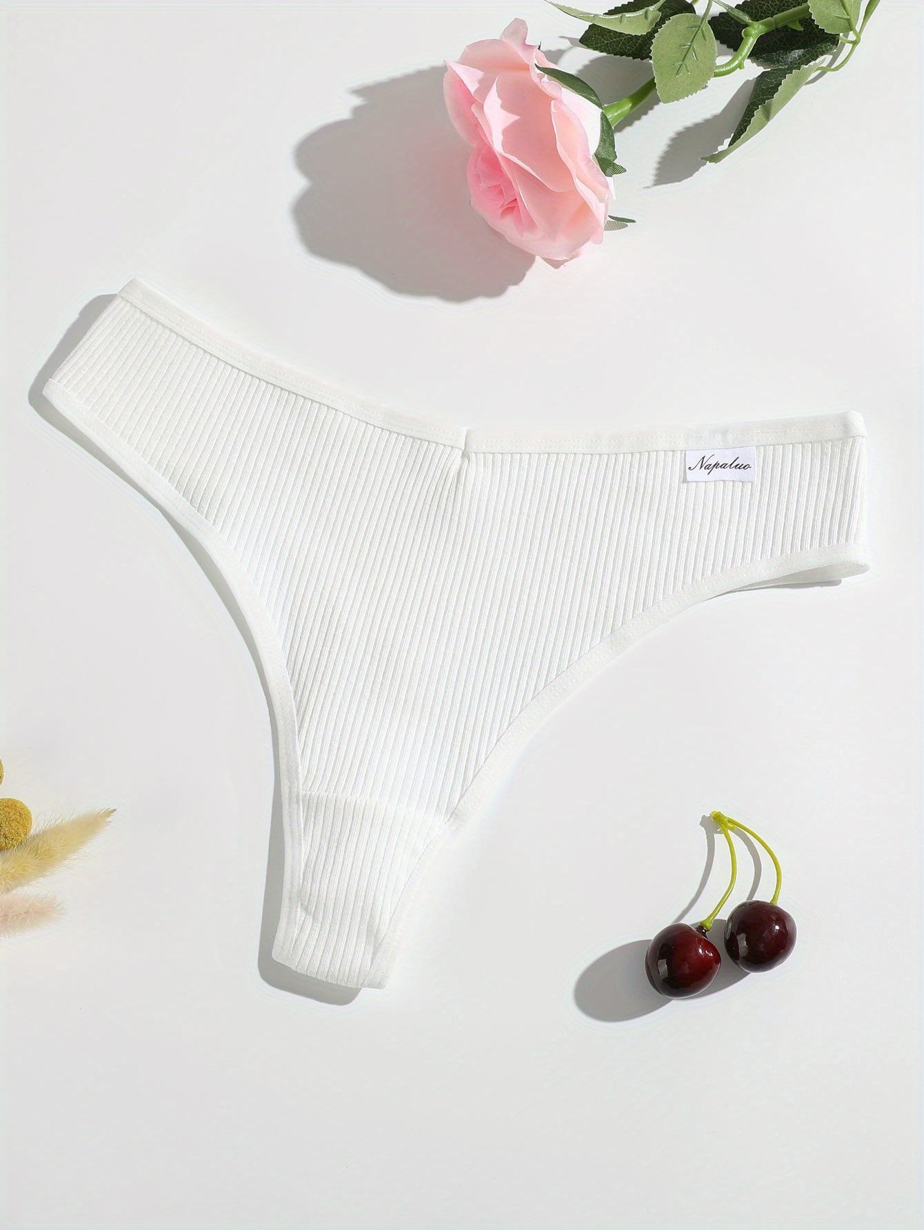16pcs Set of Women'S Thongs Made from Soft, Breathable in Solid Colors
