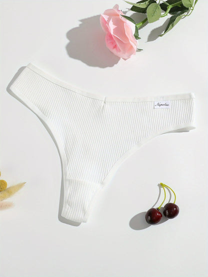 16pcs Set of Women'S Thongs Made from Soft, Breathable in Solid Colors