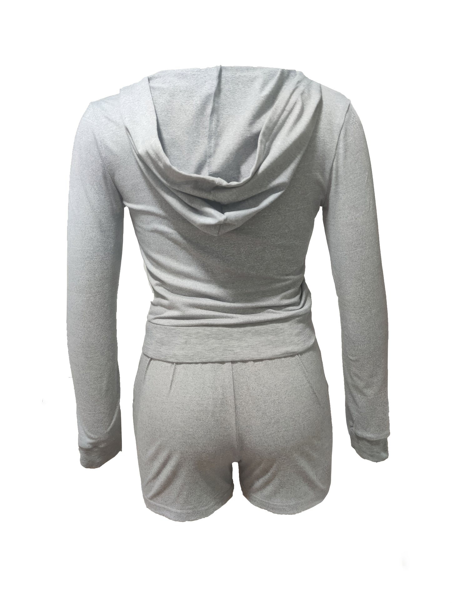 CharmGlow Women'S Casual Zip-up Hoodie And Shorts Suit
