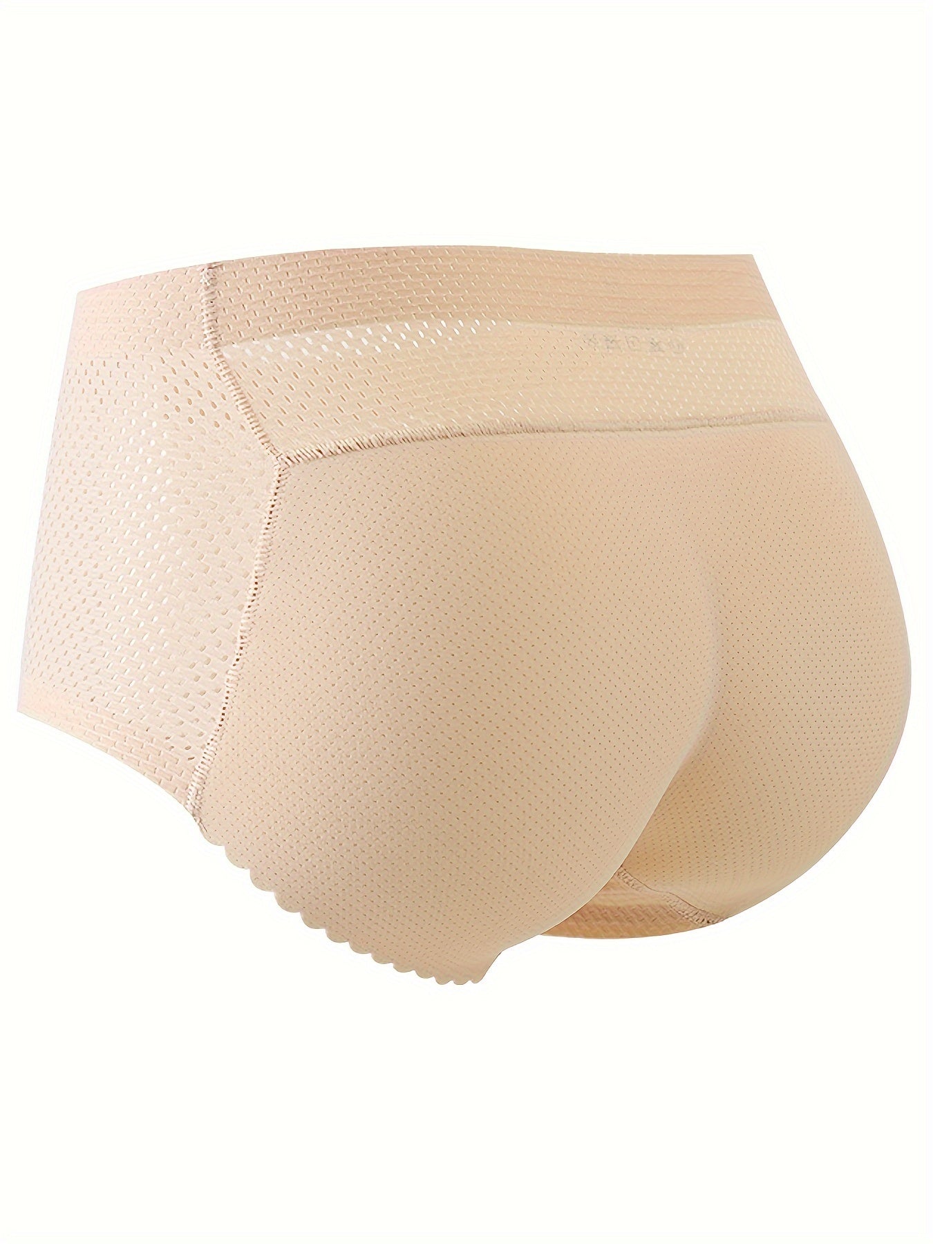 2pcs Solid Fake Butt Padded Seamless Shaping Panties with Scallop Trim, Comfy & Breathable Butt Lifting Panties, Women's Underwear & Shapewear