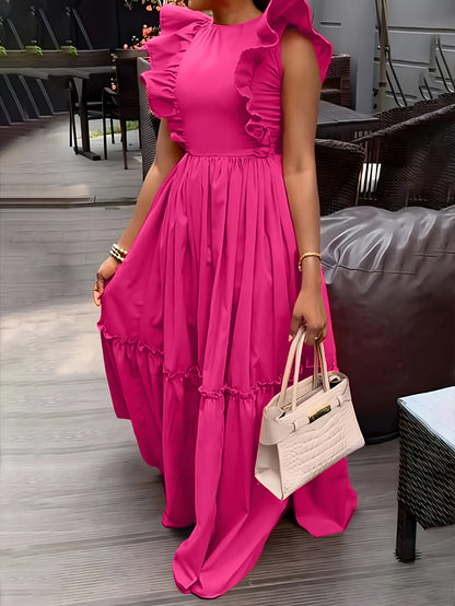 Fashionable Round Neck Waist-Hugging Dress