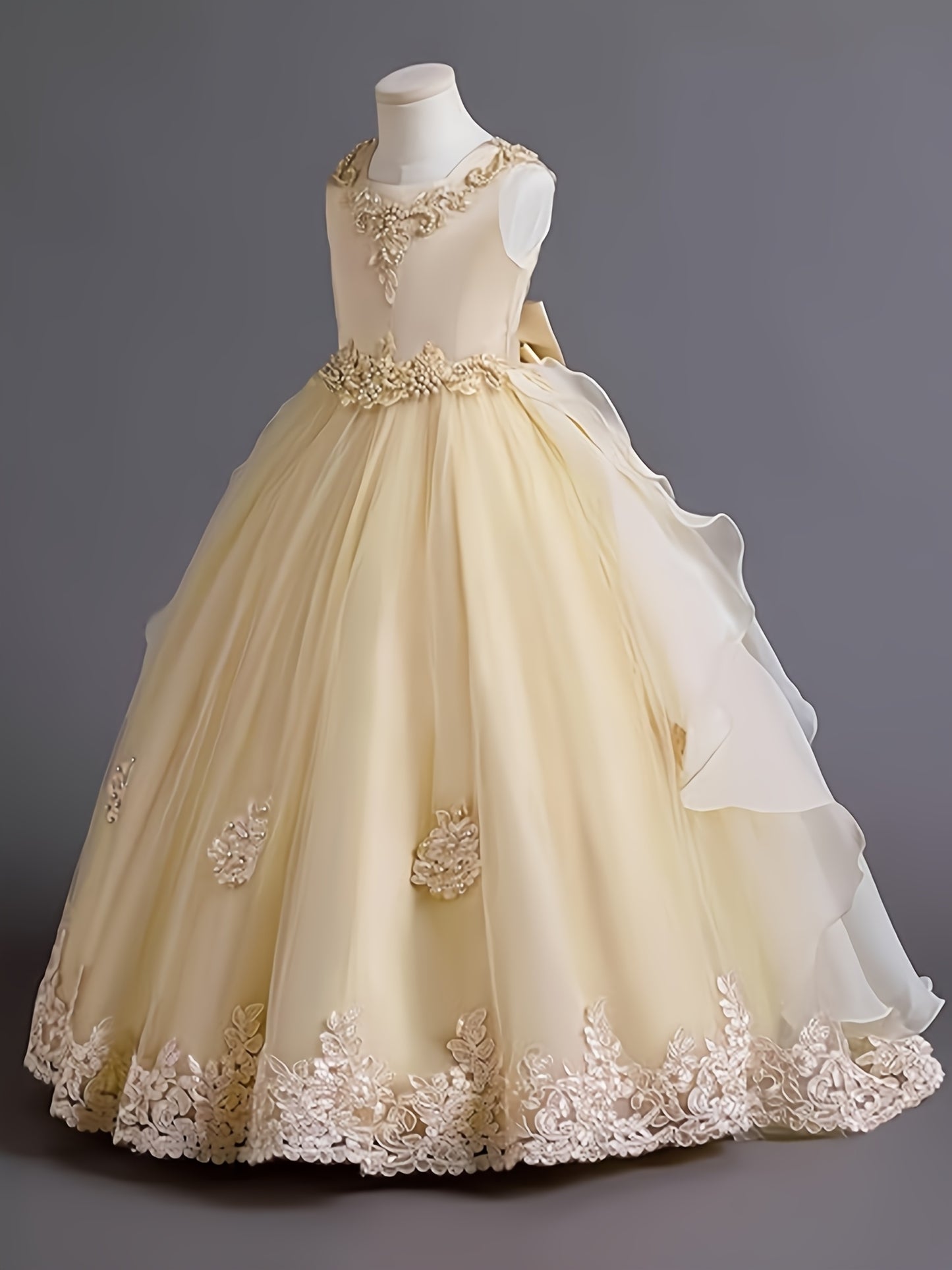 (Size Is Slightly Larger, Recommended To Purchase One Size Smaller Than Usual) Flower Dress Princess Puffy Tulle Dresses Bridesmaid Wedding Communion Birthday Party Pageant Maxi Prom Gown For Kids