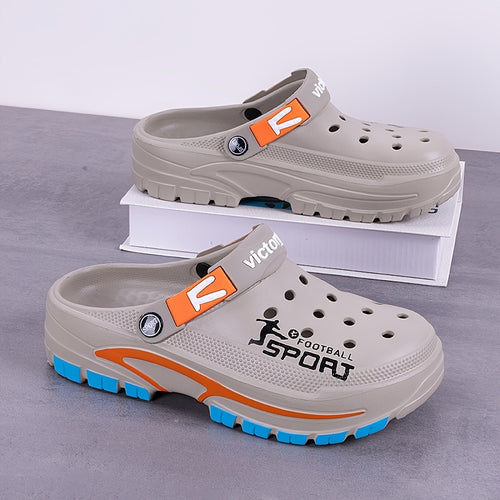 Men'S Breathable EVA Clogs, Available In Black/grey, Non-slip Beach Shoes For Spring And Summer
