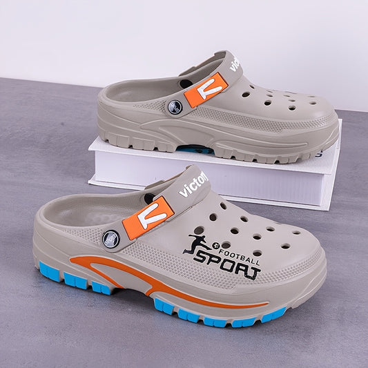 Men'S Breathable EVA Clogs, Available In Black/grey, Non-slip Beach Shoes For Spring And Summer