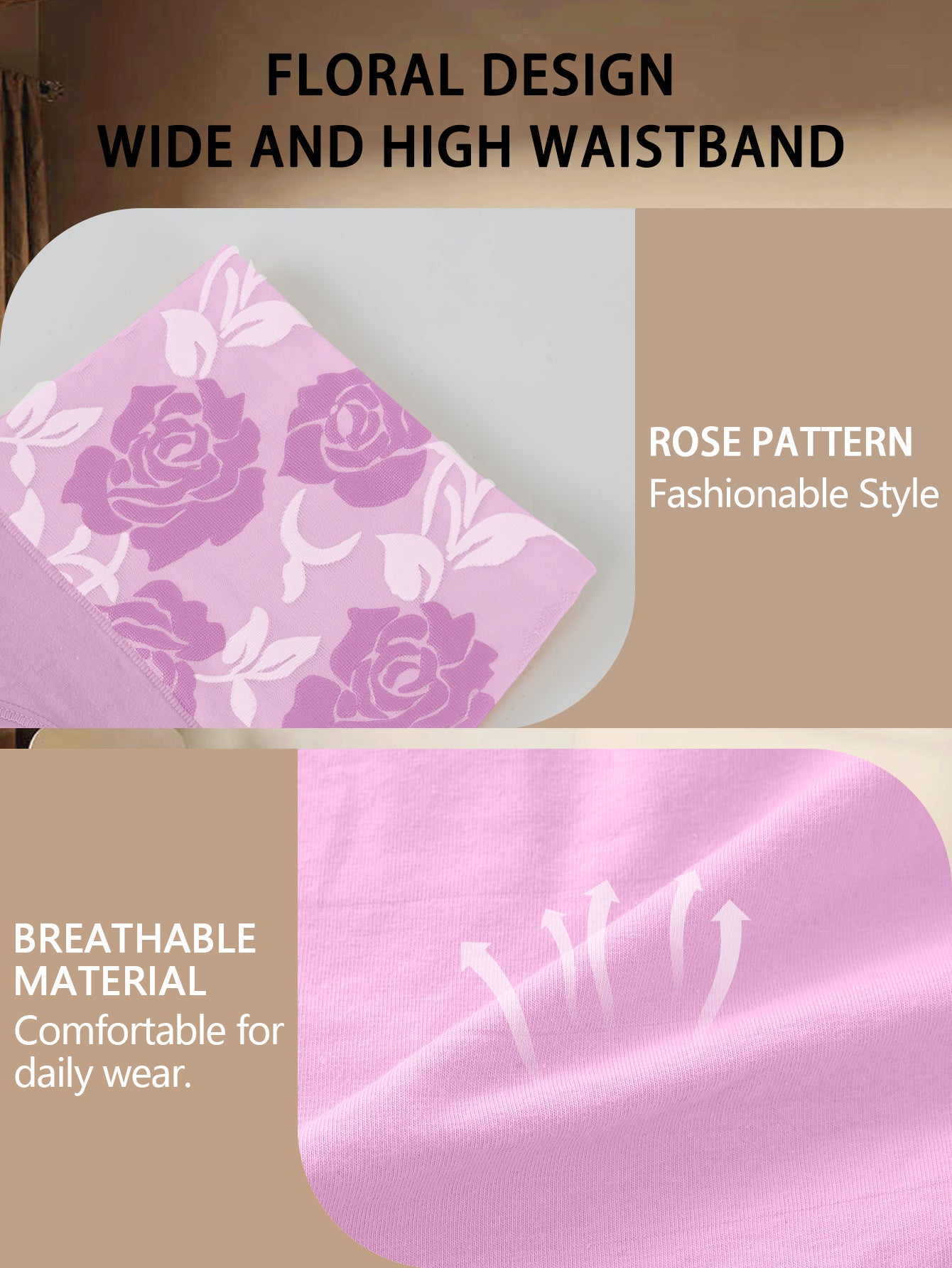 6pcs Summer Explosive Models Of Women'S Panties Sweat Absorbent And Breathable Holiday Gift Elegant And Dignified High-waisted Shaping Belly