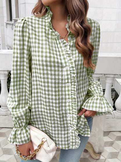Women's Fall-Winter 2024 Professional Business Temperament Top French Contrast Button- Shirt