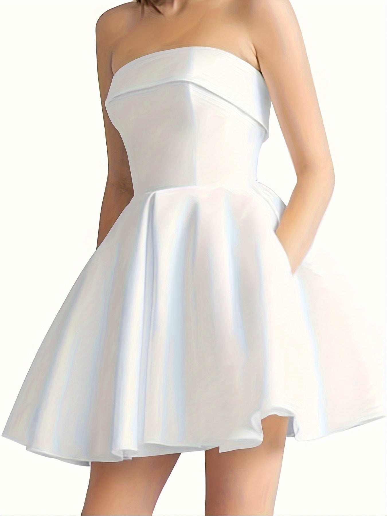 Satin Homecoming Dresses for Teens 2024 Strapless Short Prom Dress A-Line Formal Cocktail