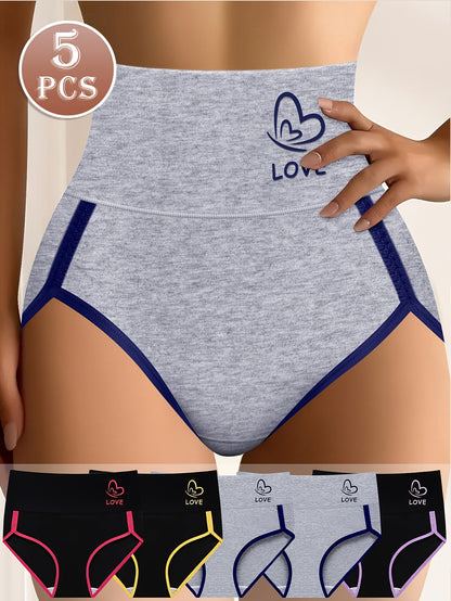 5pcs Women'S Underwear Soft And Breathable Comfortable Contrasting Colors Striped Texture Daily Commuting And Leisure Activities 26Ss