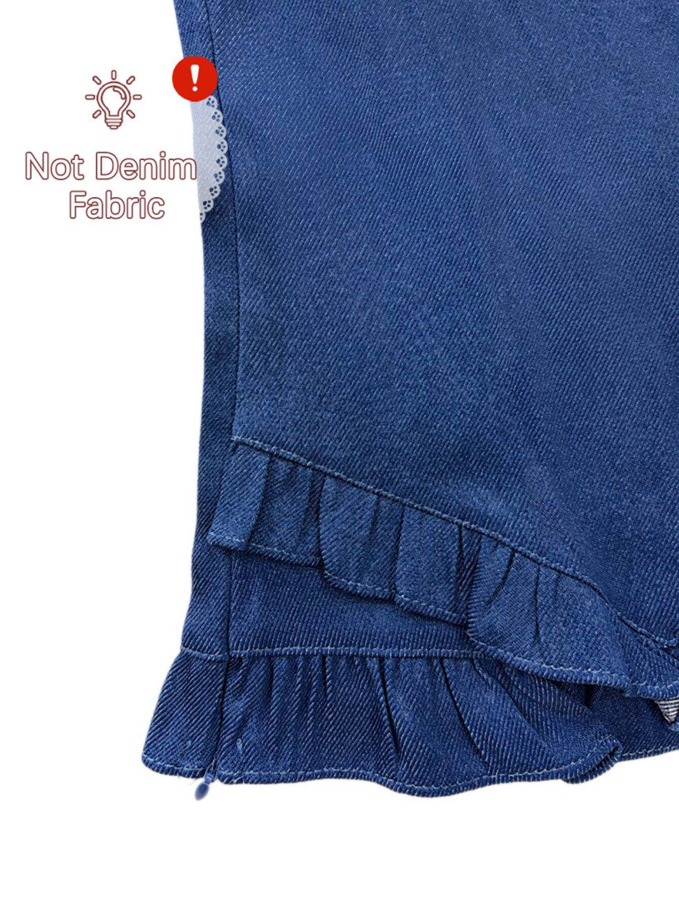 Women's Deep Blue Denim Ruffle Skirt - product view 7