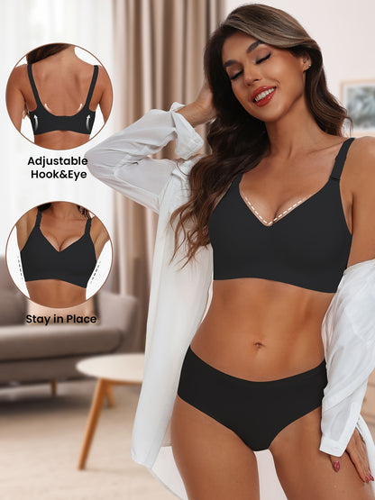 Seamless Wireless Push-Up Bra-V Neck Design, Comfortable, Supportive Intimate Apparel for Women