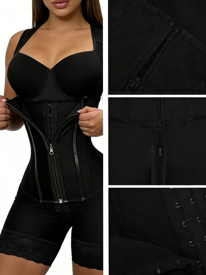 Women's Postpartum Shapewear Suitable for Pregnancy Belly, Tummy Control Corset with Bust Support & High Compression, Zipper & Hook Closure Bodysuit for Prenatal and Postpartum Care