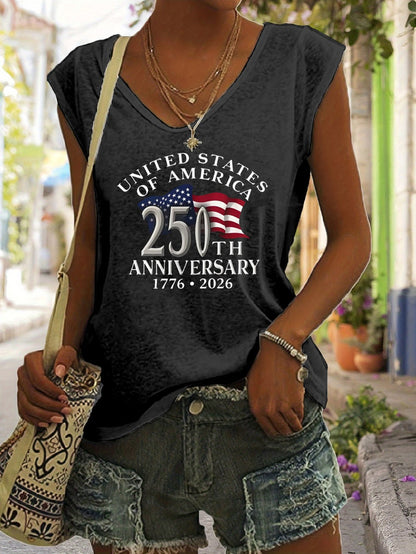 Unisex's American Flag T-Shirt - Sleeveless 307429