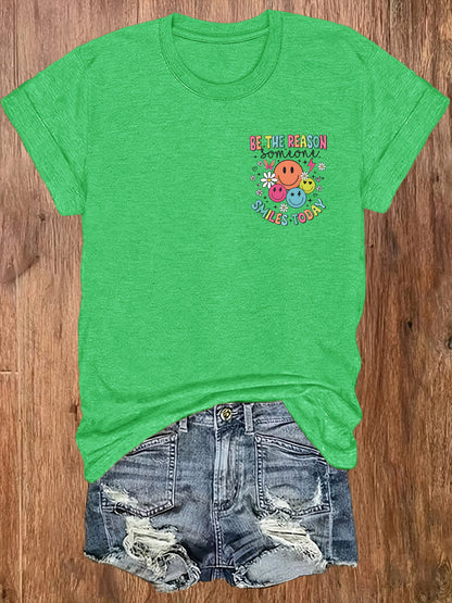 Women'S Casual Sports T-Shirt | Fun smiling Face Design, Lightweight & Breathable Fabric, Perfect For Beach And Park Outings - A Versatile And Trendy Addition To Your Wardrobe For Endless Joyful Adventures