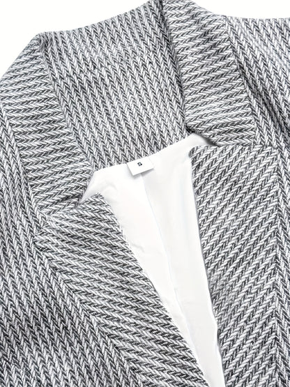 Casual Women's Vertical Striped Coat with Zipper, New Autumn Winter Style