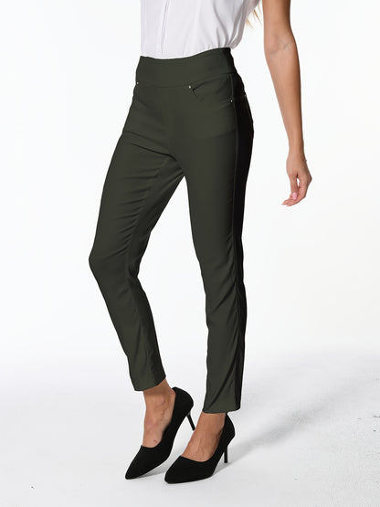 Women's High Waist Dress Pants Stretchy Straight Leg Slim Fit Work Slacks with 5 Pockets, Elegant Office & Casual Wear
