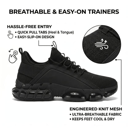 Men'S Lightweight Breathable Running Shoes - Low-Top Sneakers with Cushioned Air Cushioning, Black & White Design for Gym, Training, Hiking & Casual Wear, Gym Shoes, Sleek Sporty Design, Fabric Upper