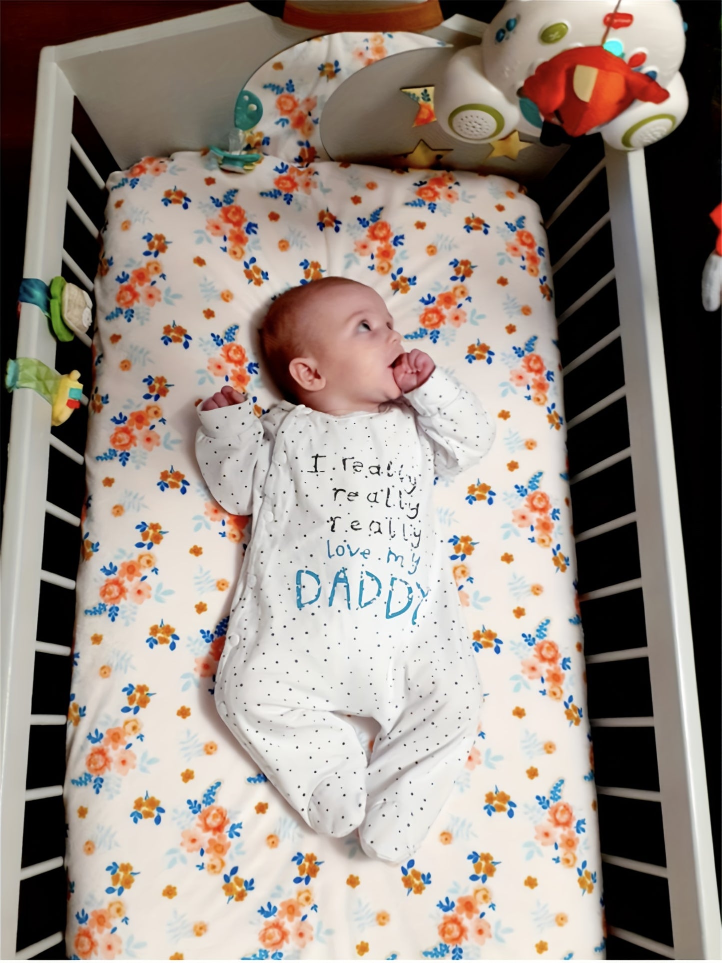 Kukitty Newborn Baby Boy Girl Clothes I Really Love My Daddy/ Mummy Long Sleeve Footies Romper Unisex-Baby 2pcs Footed Jumpsuit, for Outdoor